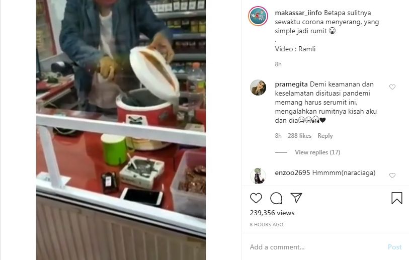 Pengamanan berlapis cegah corona di toko ini jadi sorotan (Instagram/makassar_iinfo)