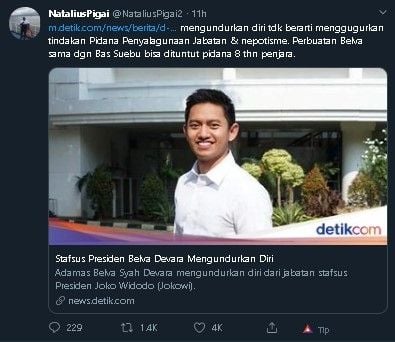 Natalius Pigai komentari pengunduran diri Belva Devara. (Twitter/NataliusPigai2)