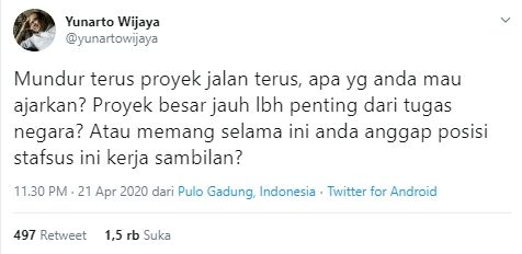 Cuitan Yunarto Wijaya soal Belva Devara (Twiter).