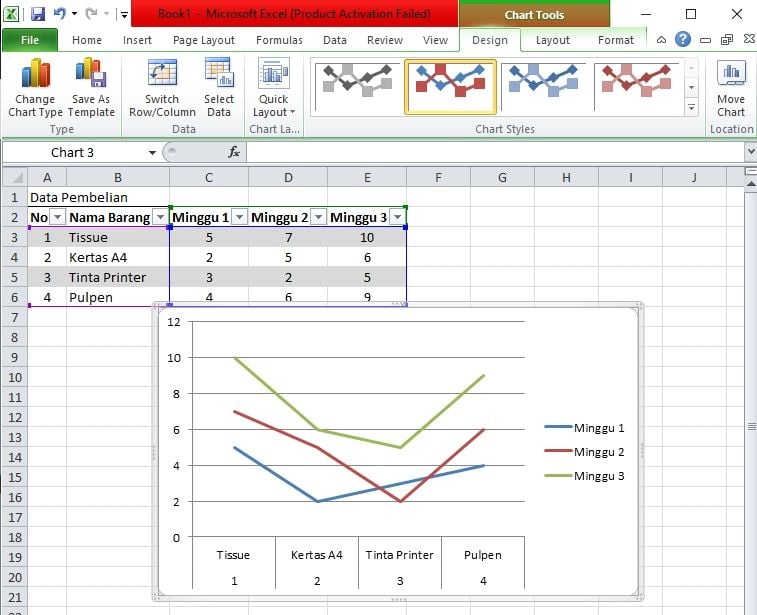 cara membuat grafik di excel 2013