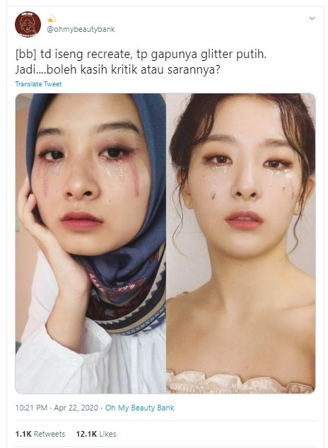 Wanita berhijab ini dianggap mirip Seulgi Red Velvet. (Twitter/@ohmybeautybank)