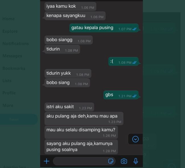 Chat Suami Istri Dikira dengan Pelakor (twitter.com/subtanyarl)