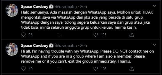 Kicauan Ravio Patra sebelum ditangkap (Twitter/raviopatra)