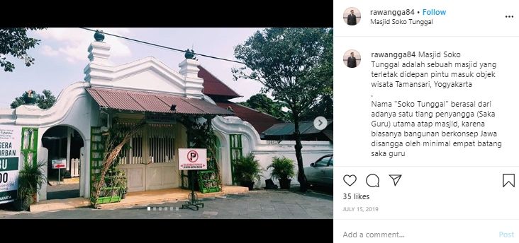 Masjid Soko Tunggal di Yogyakarta. (Instagram/@rawangga84)