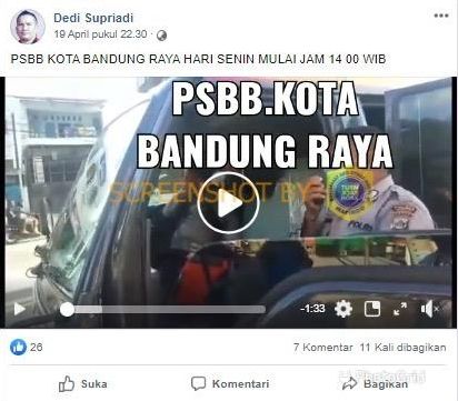 Kabar Hoaks PSBB Bandung (Facebook).