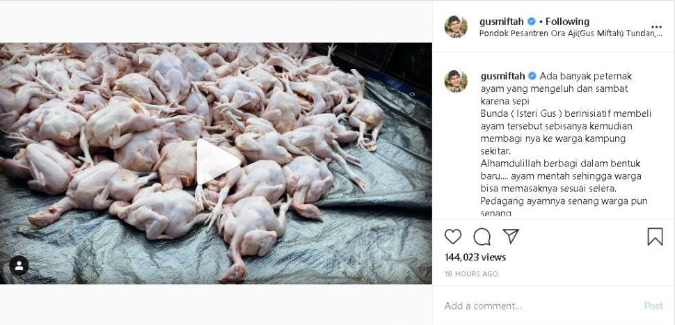 Gus Miftah dan istri borong ayam peternak yang sepi pembeli - (Instagram/@gusmiftah)