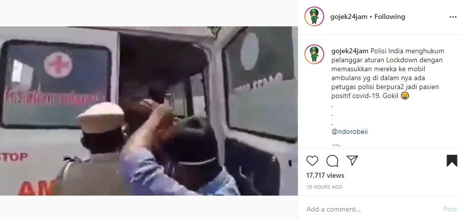 Viral video pemotor India yang diciduk karena keluyuran. (Instagram)