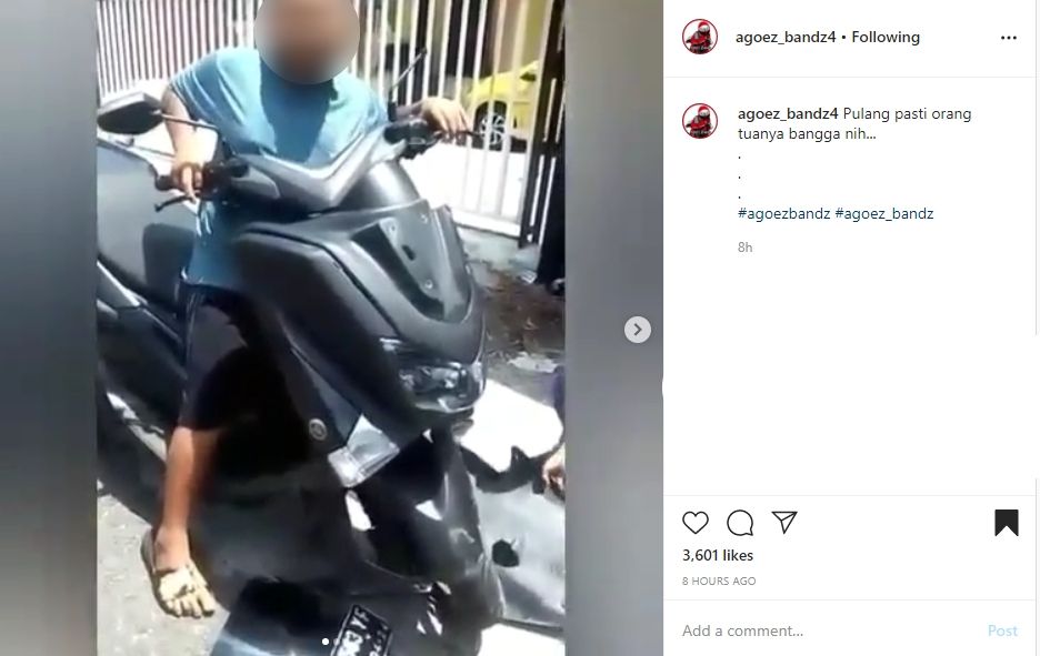 Viral bocah pengendara Yamaha Nmax yang takut pulang. (Instagram)