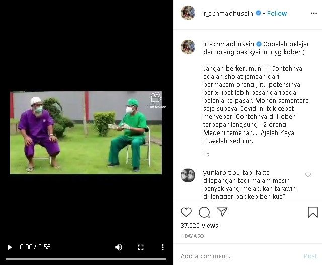 Jamaah Ijtima Gowa positif Covid-19, minta maaf tak peduli aturan pemerintah. (Instagram/@ir_achmadhusein)