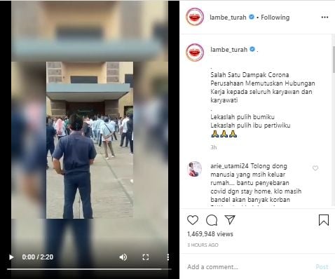 PHK massal pabrik sepatu di Tangerang (Instagram).