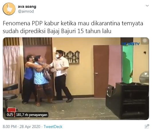 Ramai Bajaj Bajuri ramal soal PDP kabur dari karantina (Twitter/aimrod)