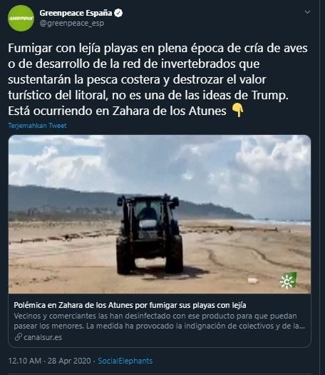 Cuitan Greenpeace Spanyol (Twitter)
