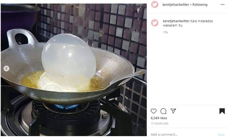  Ngakak, Telur Ini Menggelembung saat Digoreng, Netizen: Kirain Balon. (Instagram/@keretjehantwitter