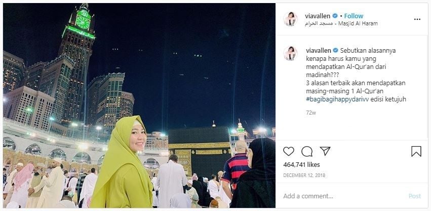 Potret Via Vallen Umrah (instagram.com/viavallen)