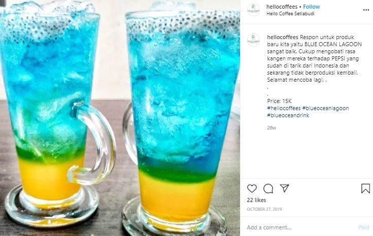 Segarkan Waktu Berbuka Puasa, Yuk Coba Resep Minuman Blue Ocean Drink Ini. (Instagram/bluecoffees)