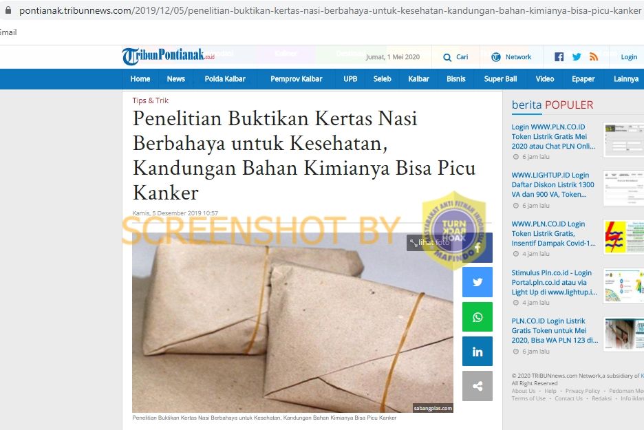 Cek fakta beredar nasi kodok bergambar Jokowi (urnbackhoax.id)