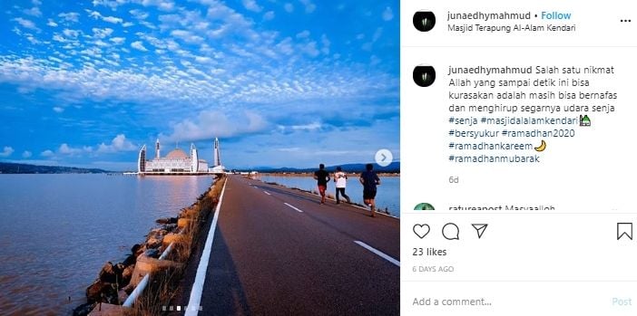 Masjid Apung Al-Alam di Kendari. (Instagram/@junaedhymahmud)