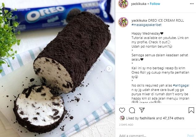  Oreo Ice Cream Roll. (Instagram/@yackikuka)