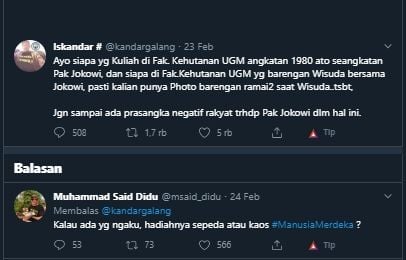 Kuis Said Didu soal Jokowi kuliah di UGM beberapa waktu lalu. [@kandargalang / Twitter]