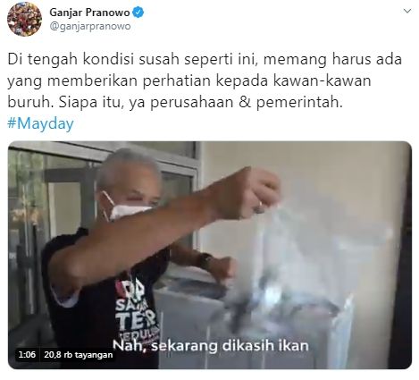 Ganjar ganti isi paket sembako daging dengan ikan (Twitter/ganjarpranowo)