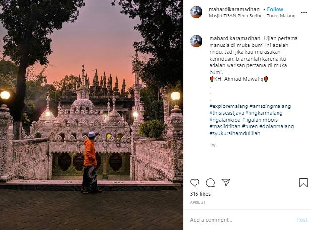 Masjid Tiban di Malang. (Instagram/@mahardikaramadhan)