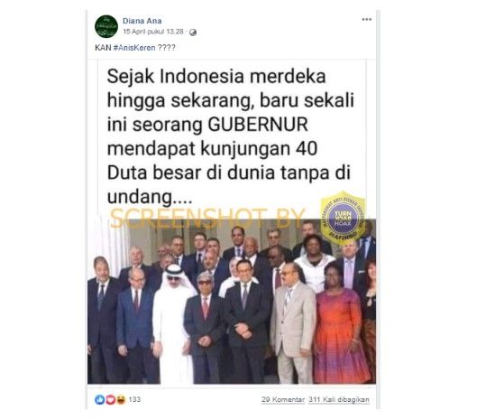 Unggahan soal 'Baru Anies yang Dikunjungi 40 Gubernur Sejak Indonesia Merdeka?' (turnbackhoax.id)