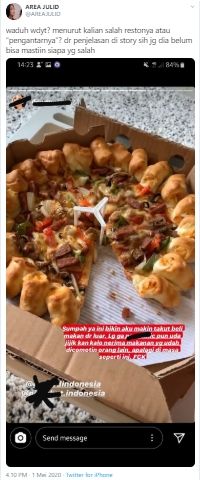 Viral kasus pizza hilang sepotong (Twitter).