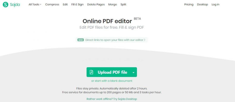 Edit PDF melalui situs online. (Sejda.com)