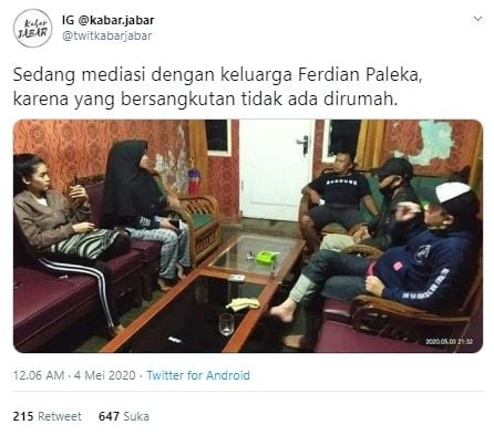 Warga melakukan mediasi dengan keluarga Ferdian Paleka (Twitter).