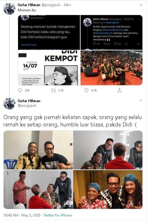 Gofar Hilman dan Didi Kempot - (Twitter/@pergijauh)