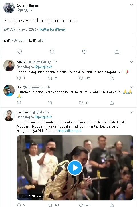 Gofar Hilman dan Didi Kempot - (Twitter/@pergijauh)