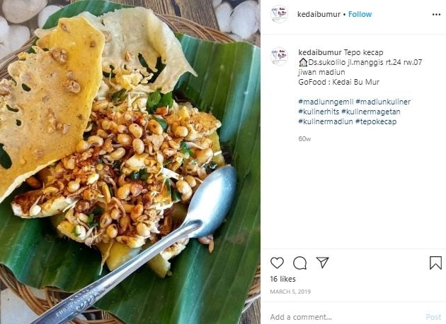 Tepo Kecap, kuliner khas Ngawi tempat asal Didi Kempot. (Instagram/@kedaibumur)