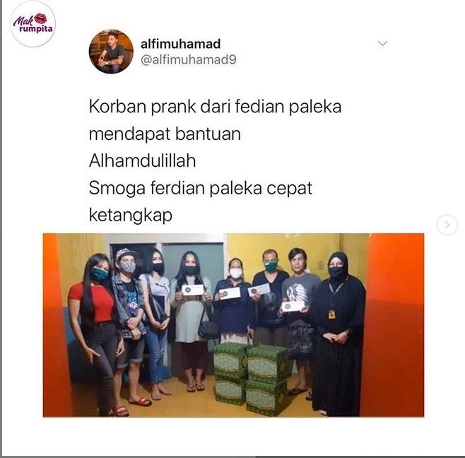 Korban Ferdian Paleka mendapat bantuan. [Instagram]