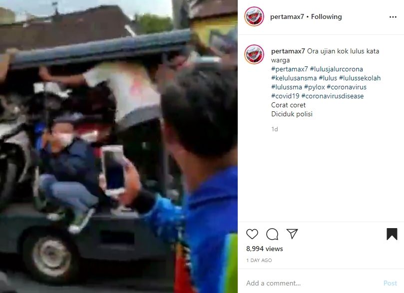 Kompilasi konvoi pemotor, akhirnya serba kocak. (Instagram)