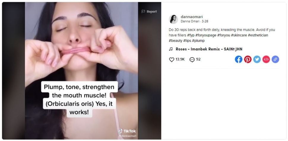 Viral Tips Bibir Tebal dengan Dipijat (tiktok.com/@dannaomari)