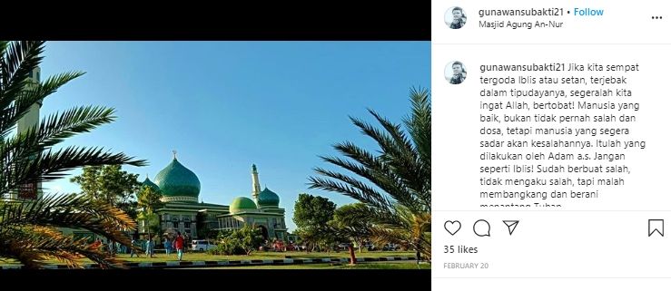 Masjid Agung An Nur di provinsi Riau. (Instagram/@gunawansubakti21)