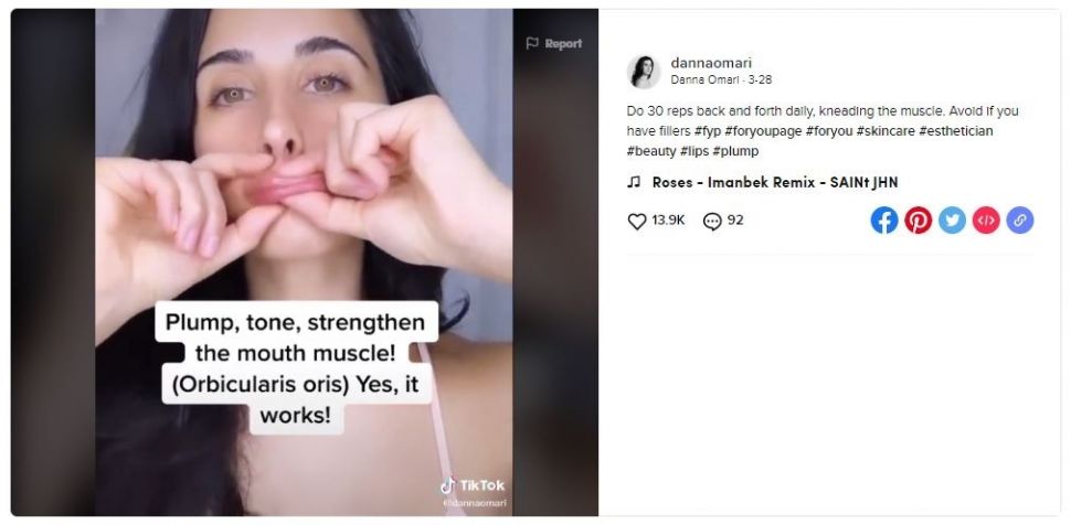 Viral Tips Bibir Tebal dengan Dipijat (tiktok.com/@dannaomari)