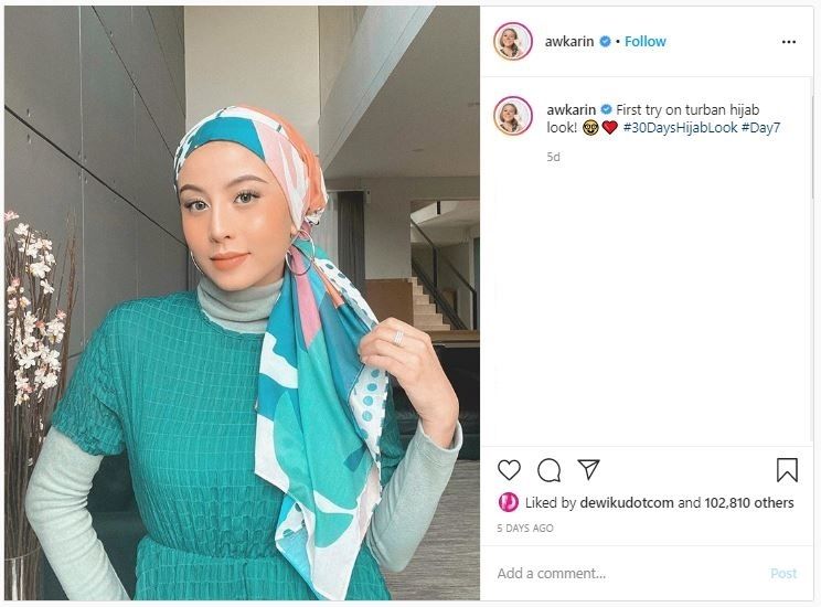 Gaya Hijab Awkarin (instagram.com/awkarin)