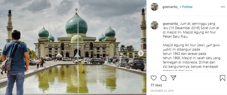 Masjid Agung An Nur di provinsi Riau. (Instagram/@goenanto)