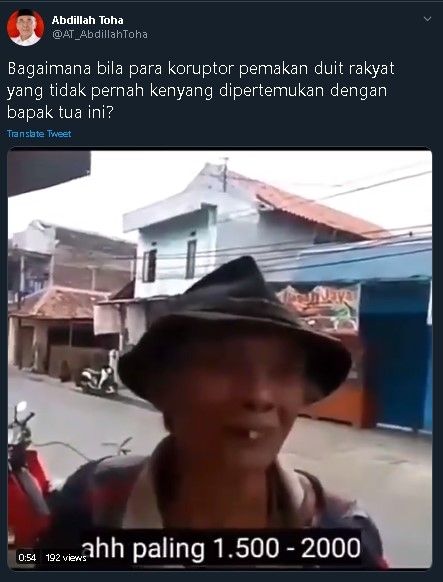 Cuitan Abdillah Toha soal pemulung cuma dapat uang Rp 1.500. (Twitter/AT_AbdillahToha)