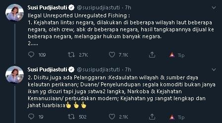 Susi Pudjiastuti buka suara soal jasad ABK Indonesia dibuang ke laut. (Twitter/@susipudjiastuti)