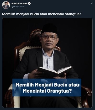 Ketum PP Muhammadiyah, Haedar Nashir memberikan ulasan soal bucin. [@HaedarNs / Twitter]