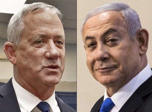 Perdana Menteri Israel Benjamin Netanyahu (kanan) dan mantan Jenderal Israel Benny Gantz. [AFP]