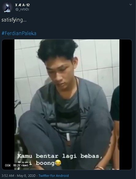 Ferdian Paleka ditangkap langsung kena prank. (Twitter)