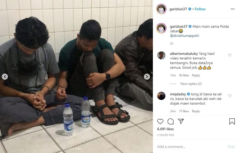 Ferdian Paleka, YouTuber yang diburu polisi setelah dikecam publik karena membuat video prank sembako berisi sampah serta batu bata untuk transpuan, akhirnya tertangkap. [Instagram/garizluis37]