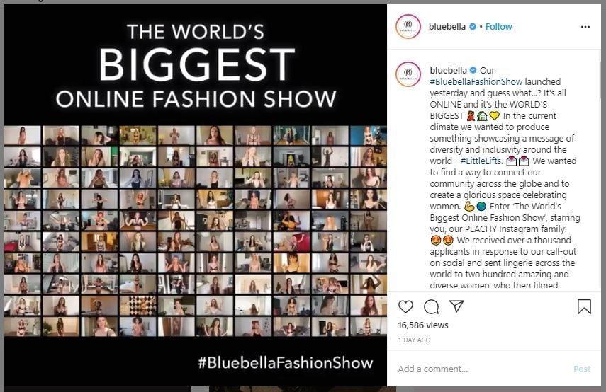 Brand Lingerie Gelar Fashion Show Online (instagram.com/bluebella)