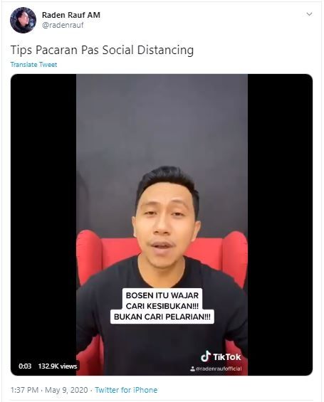 Tips Pacaran Social Distancing Raden Rauf (twitter.com/radenrauf)