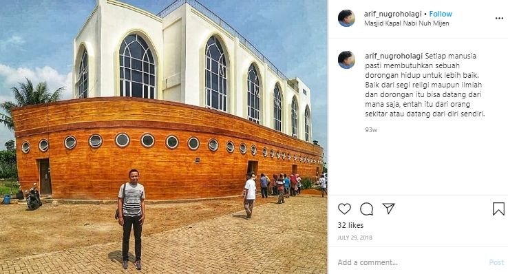 Masjid As Safinatun Najah di Semarang yang mirip bahtera Nabi Nuh. (Instagram/@arifnugroholagi)