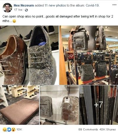 Tas dan sepatu di toko jamuran. (Facebook)