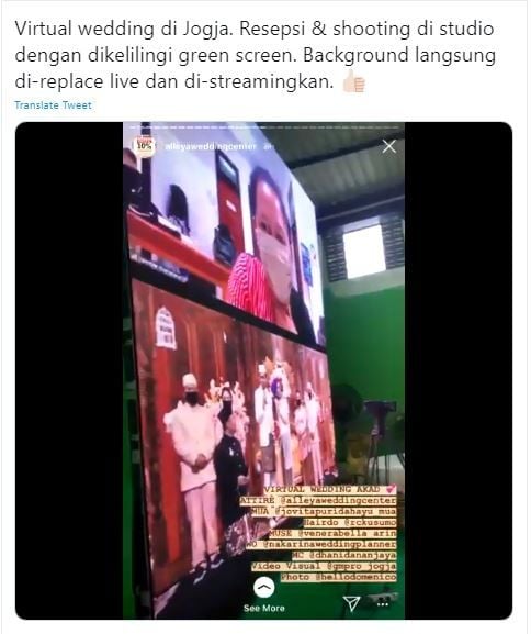 Pernikahan Virtual dengan Green Screen (twitter.com/goenrock)